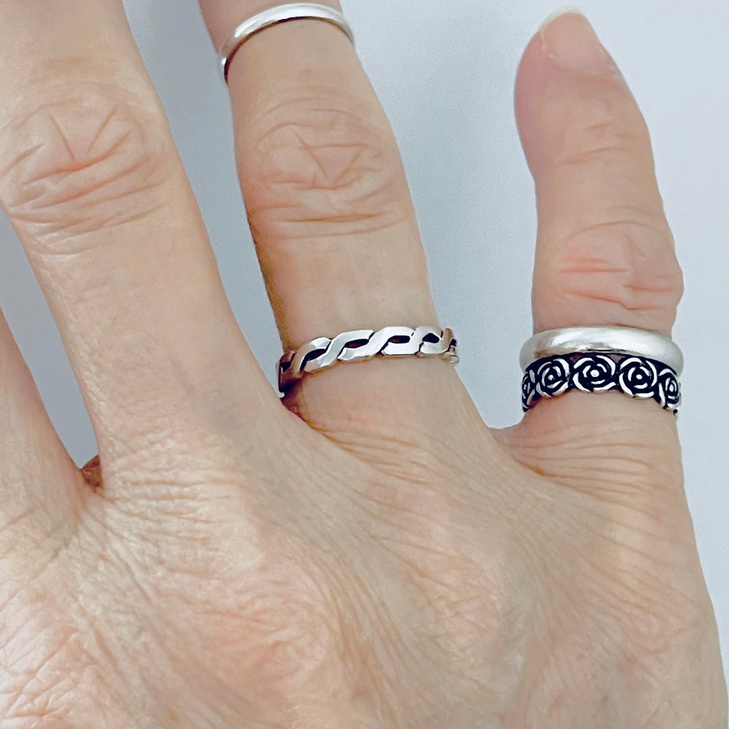 Sterling Silver Square Eternity Infinity Ring, Love Bands, Link Chain Jewelry