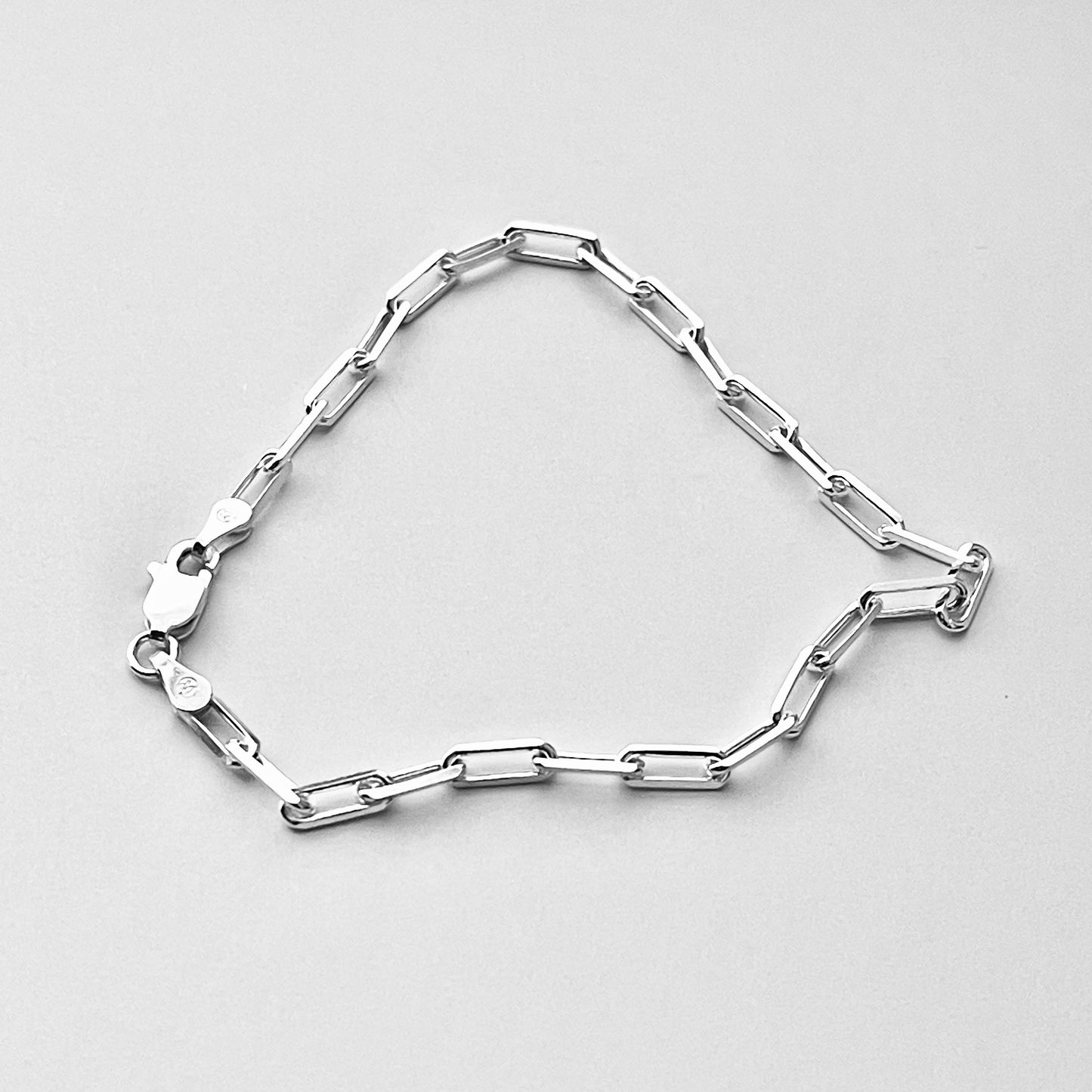 Sterling Silver Unisex High Polish 3mm Staple Bracelet, Silver Link Bracelet, Chain Bracelets