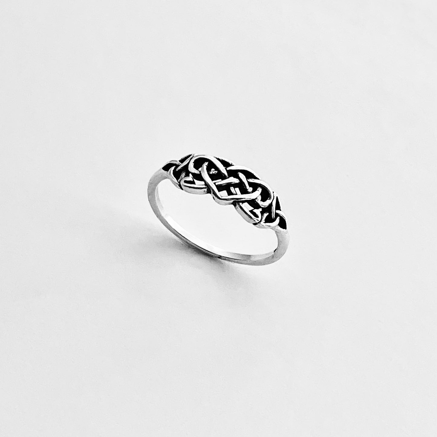 Sterling Silver Small Triquetra and Celtic Heart Ring, Dainty Trinity Knots Jewelry