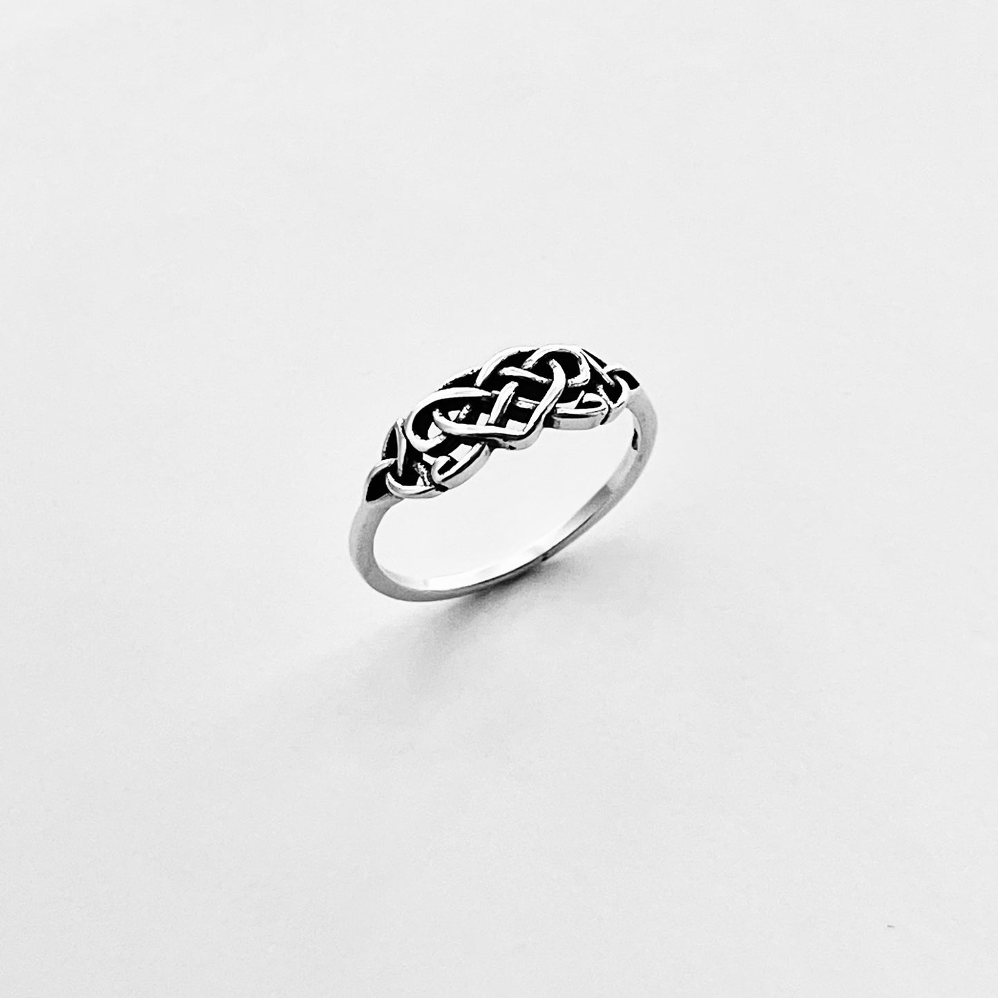 Sterling Silver Small Triquetra and Celtic Heart Ring, Dainty Trinity Knots Jewelry
