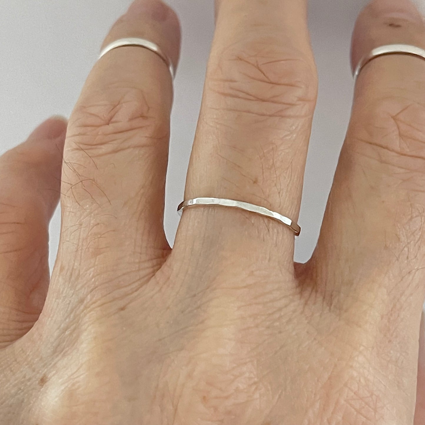 Minimalist Hammered Sterling Silver Band, Pinky Ring, Stackable Ring