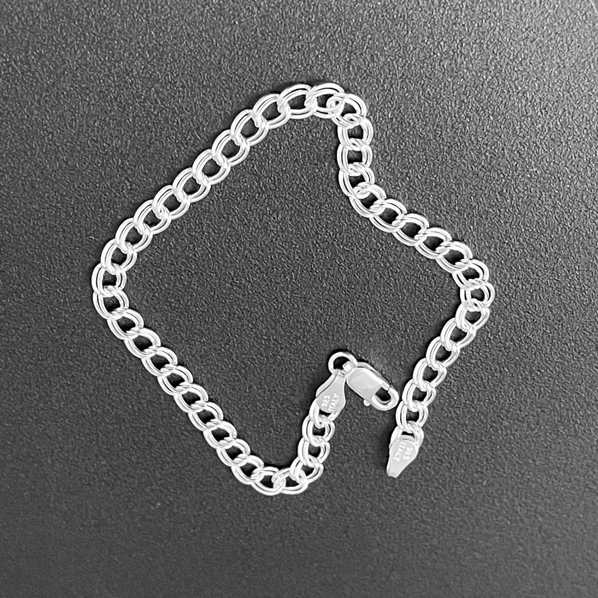 925 Sterling Silver Italian Chain Link Bracelet | Charm-Ready Silver Bracelets