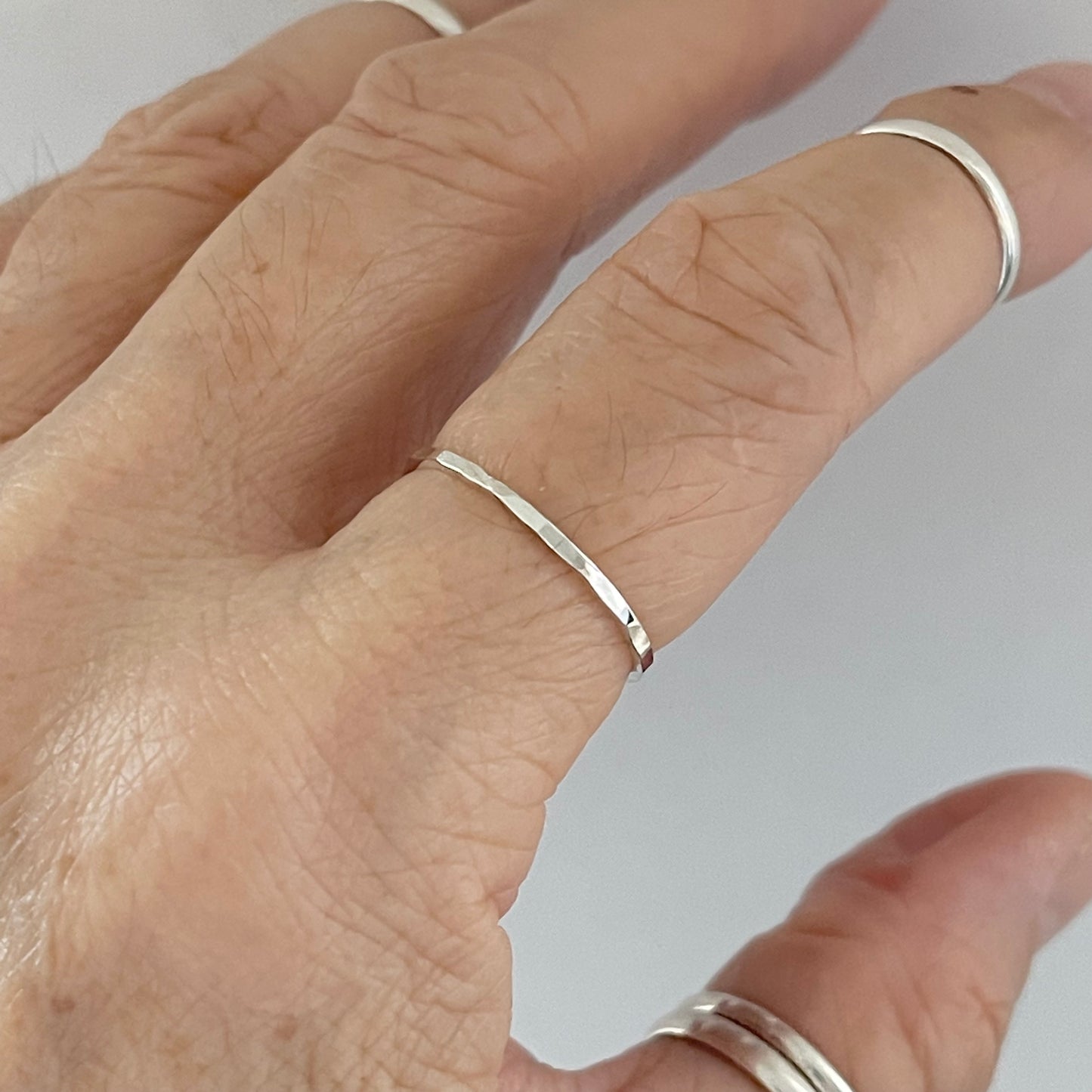 Minimalist Hammered Sterling Silver Band, Pinky Ring, Stackable Ring