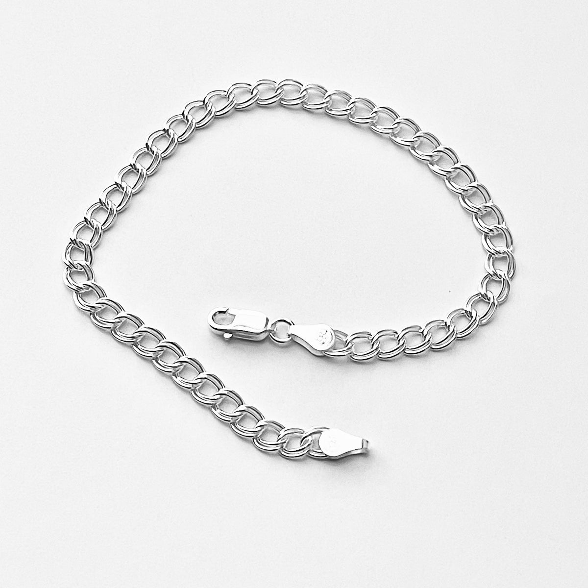 925 Sterling Silver Italian Chain Link Bracelet | Charm-Ready Silver Bracelets