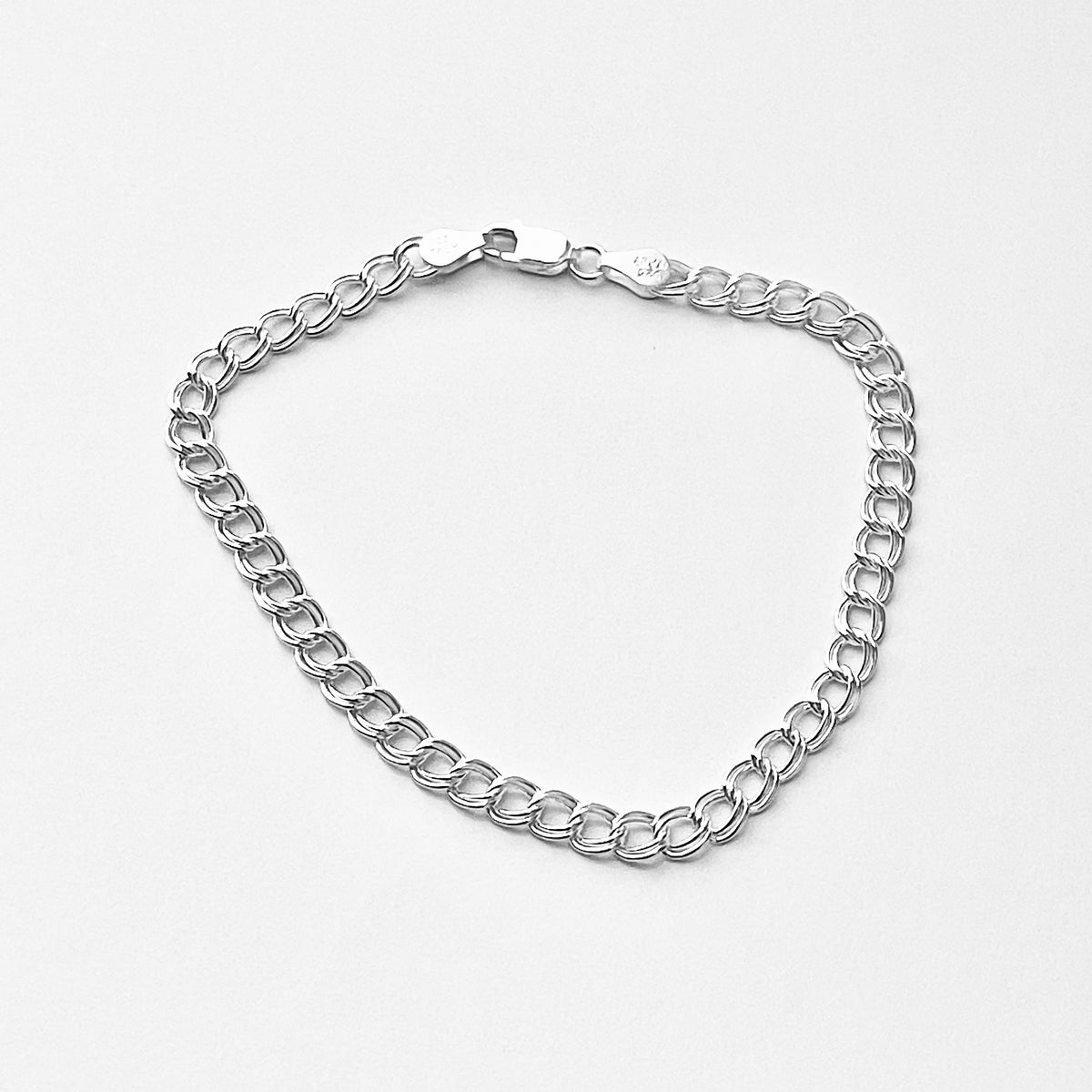 925 Sterling Silver Italian Chain Link Bracelet | Charm-Ready Silver Bracelets
