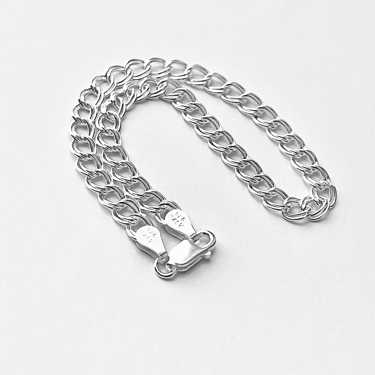 925 Sterling Silver Italian Chain Link Bracelet | Charm-Ready Silver Bracelets