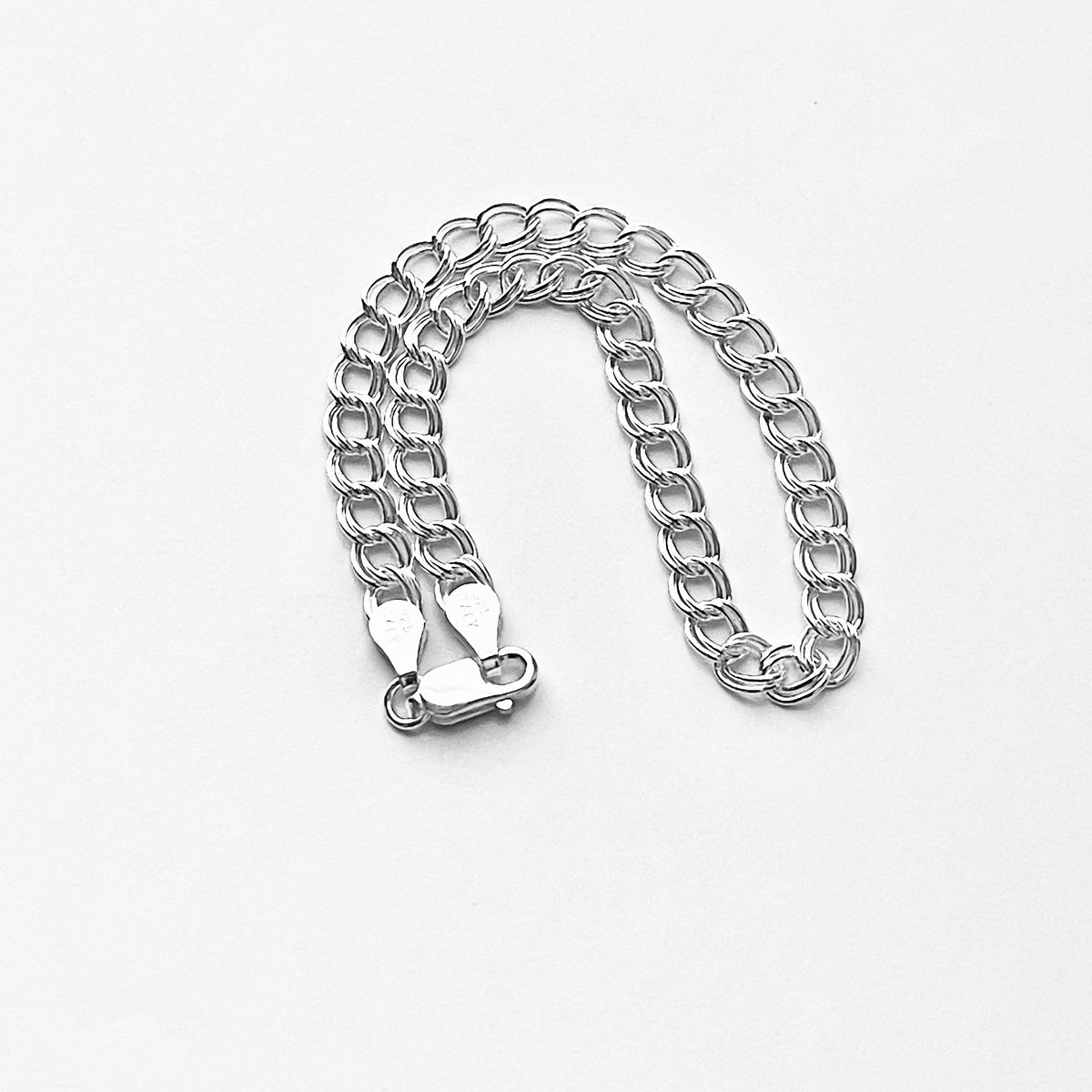 925 Sterling Silver Italian Chain Link Bracelet | Charm-Ready Silver Bracelets