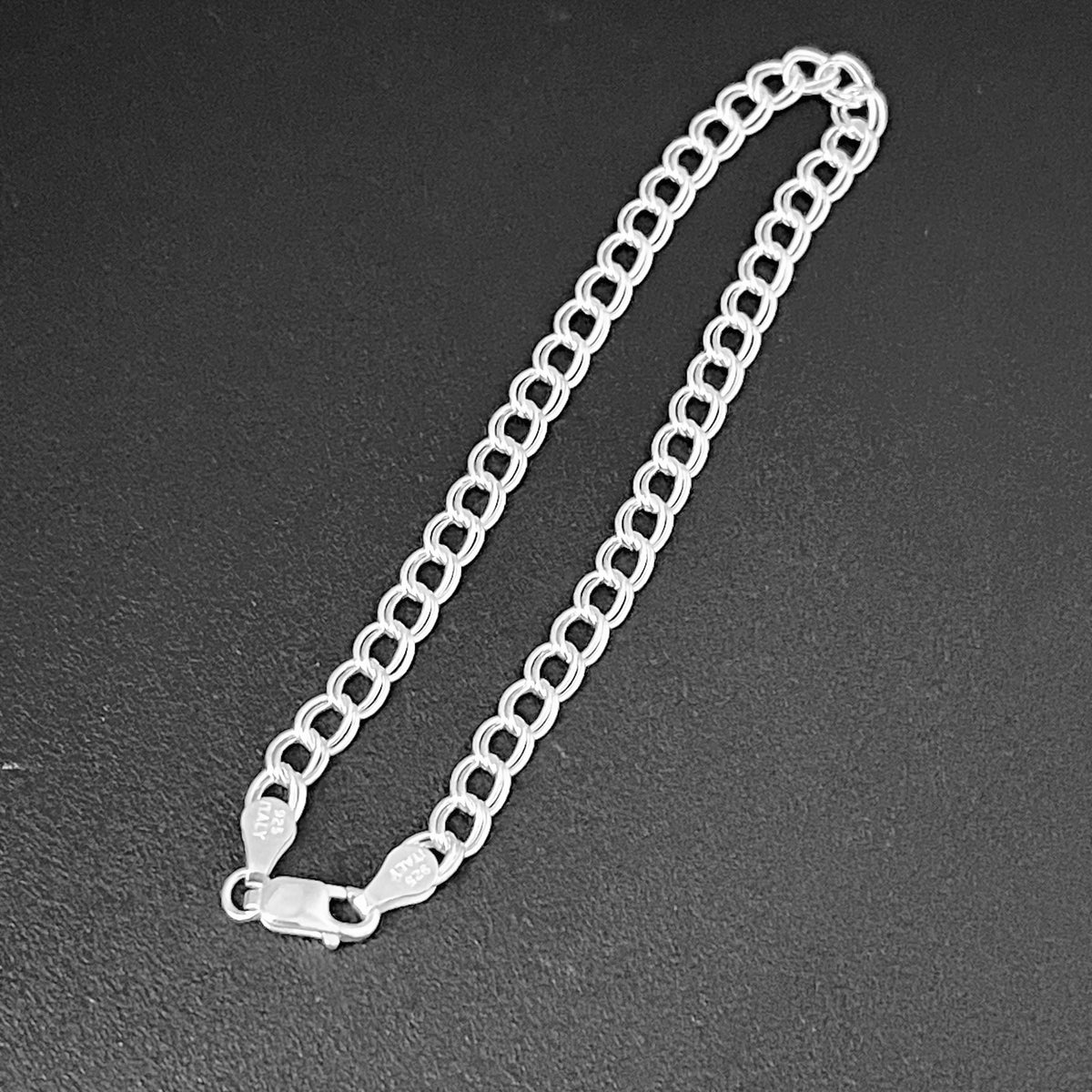925 Sterling Silver Italian Chain Link Bracelet | Charm-Ready Silver Bracelets