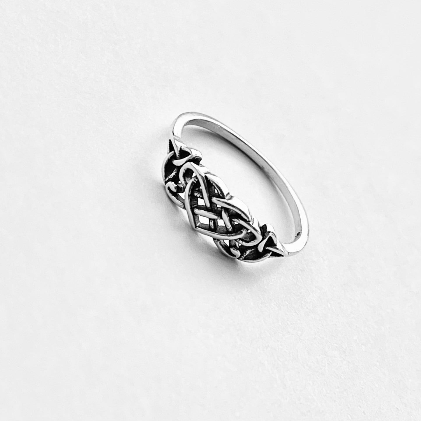 Sterling Silver Small Triquetra and Celtic Heart Ring, Dainty Trinity Knots Jewelry
