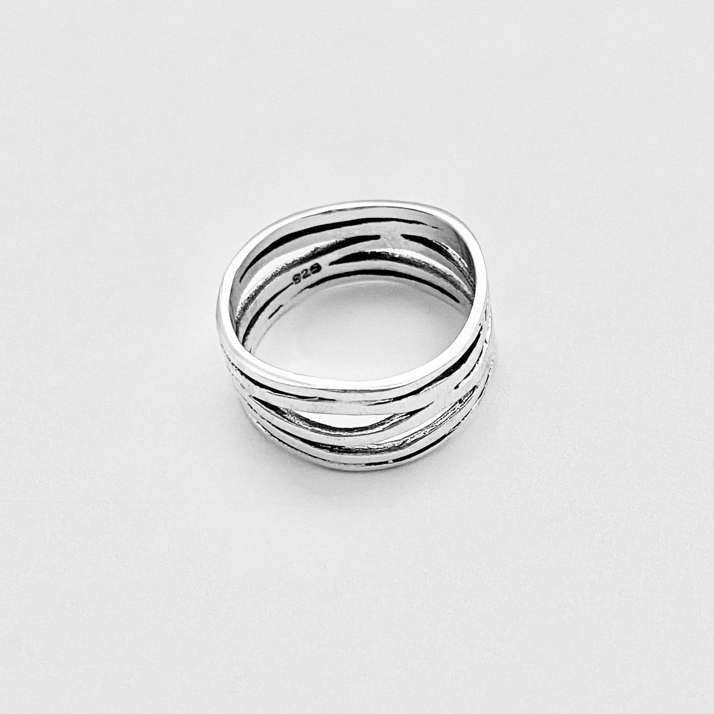 Sterling Silver Multiple Bands Wraparound Ring, Statement Jewelry, Line Band Rings