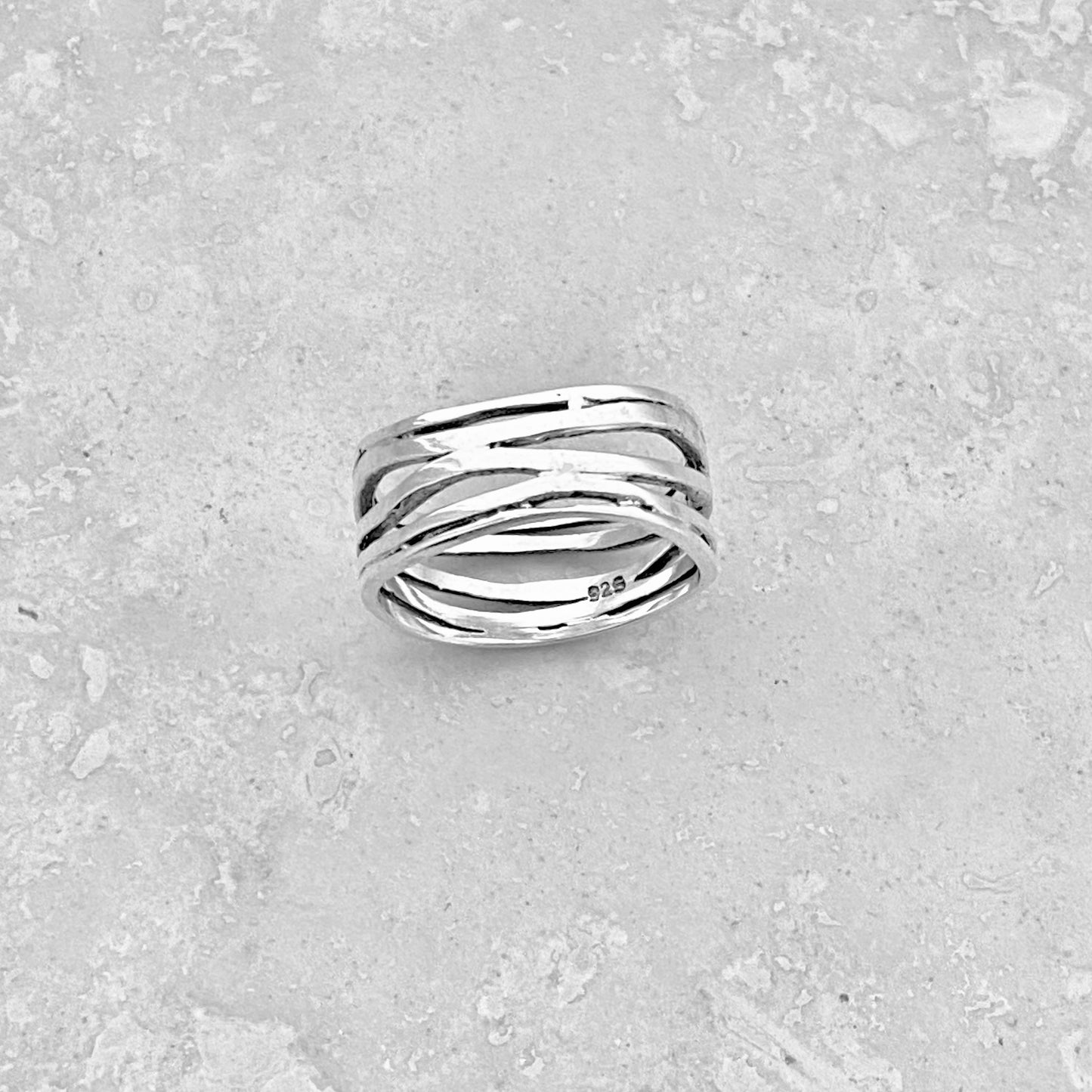 Sterling Silver Multiple Bands Wraparound Ring, Statement Jewelry, Line Band Rings