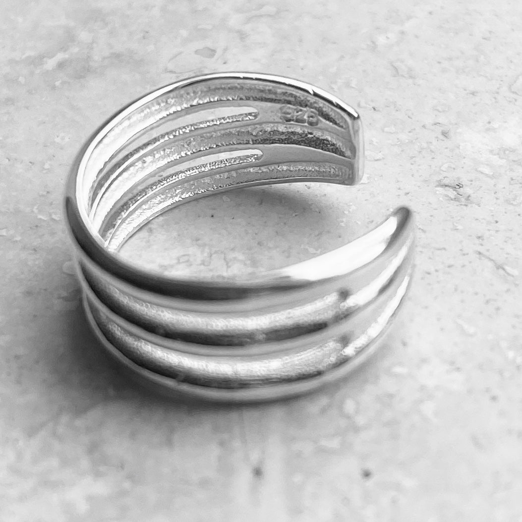 Sterling Silver Triple Band Cuff Toe Ring, Silver Rings, Silver Bands