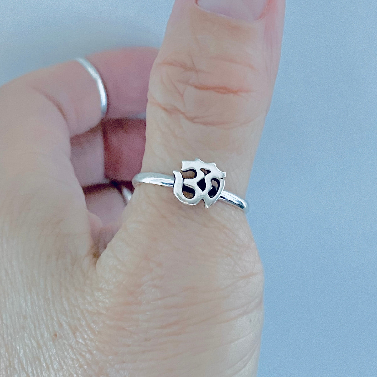 925 Sterling Silver Dainty OM Ring | Minimalist Yoga Spiritual Silver Rings