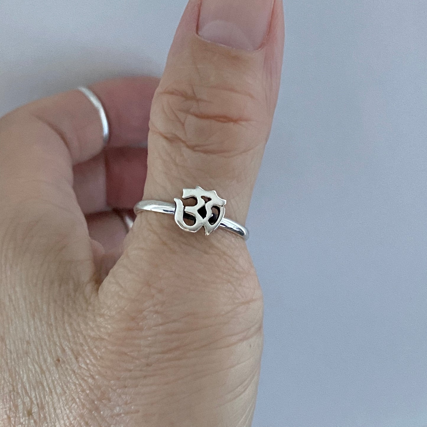 Sterling Silver Small OM Ring, Yoga Ring, Silver Rings