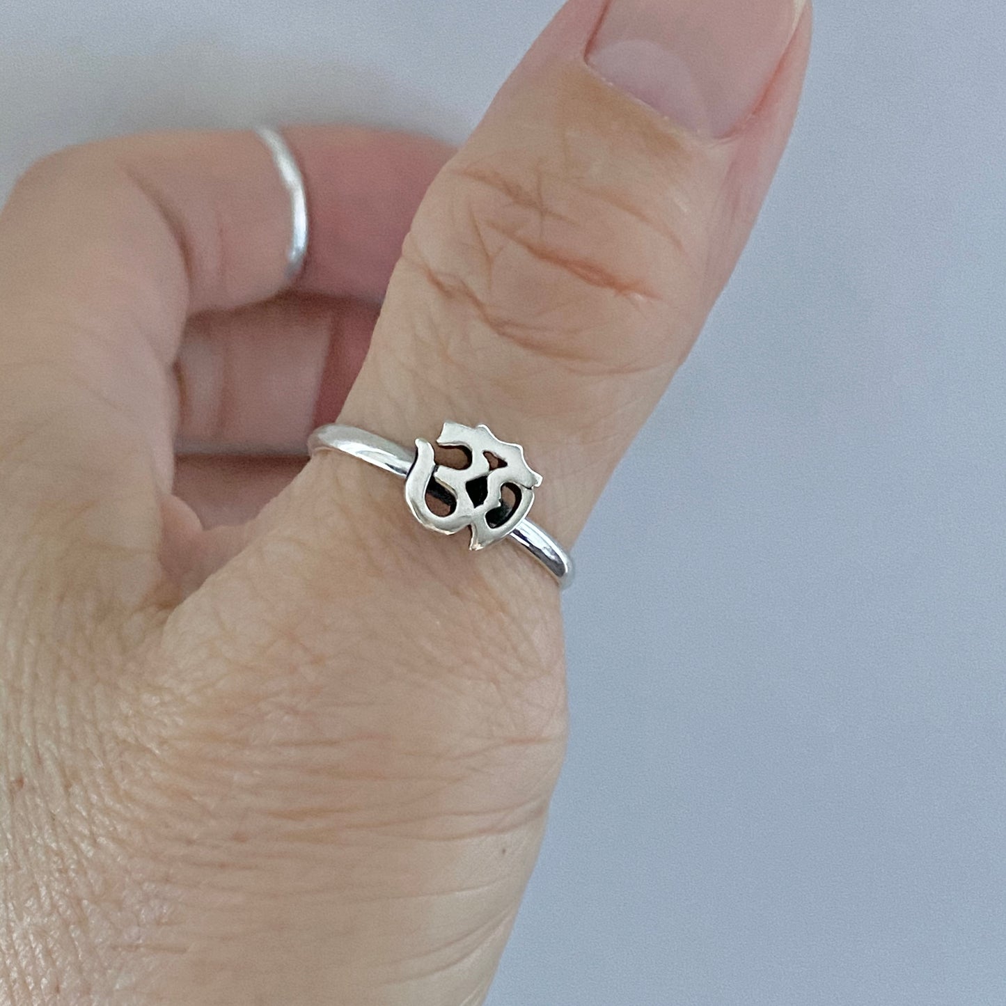 Sterling Silver Small OM Ring, Yoga Ring, Silver Rings