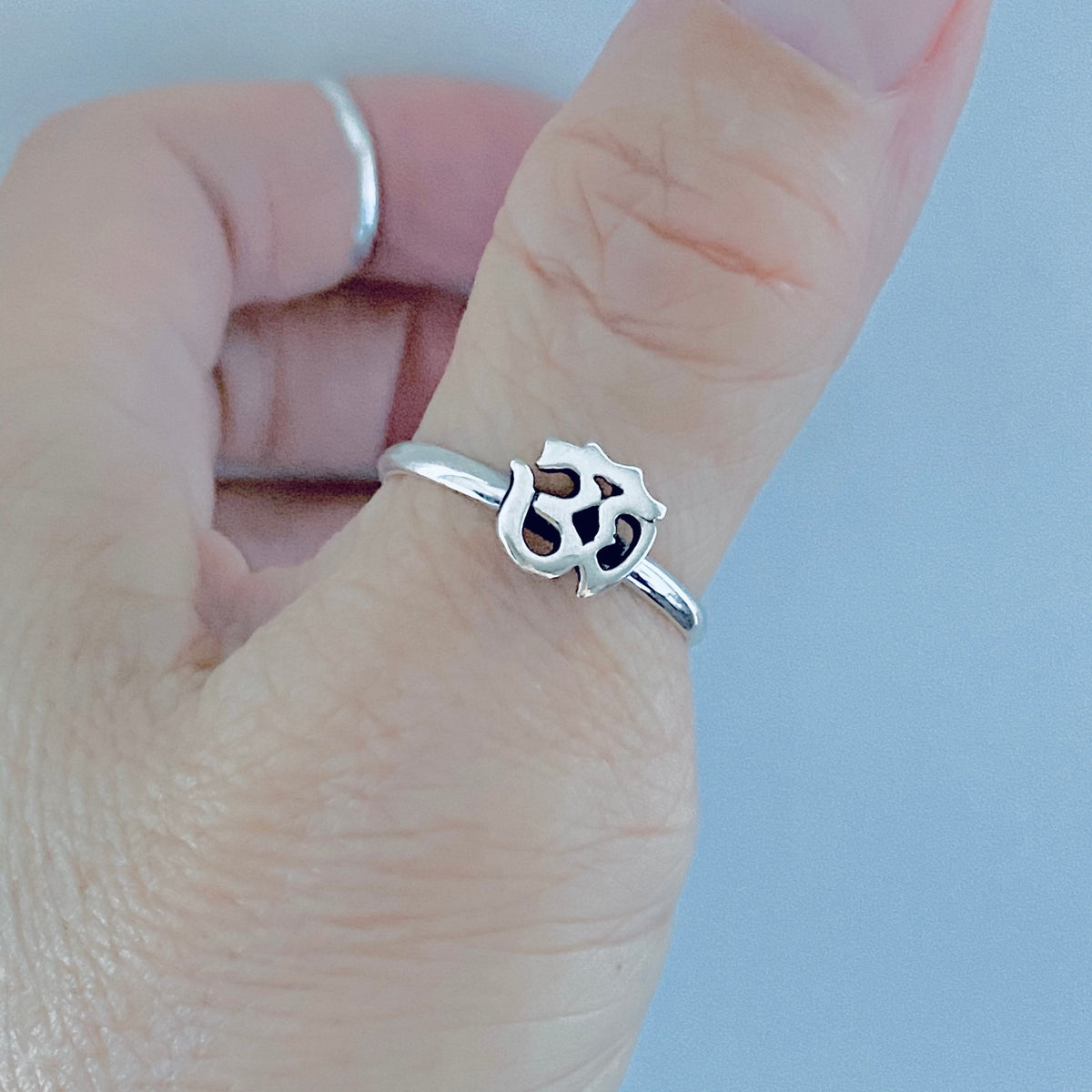 925 Sterling Silver Dainty OM Ring | Minimalist Yoga Spiritual Silver Rings