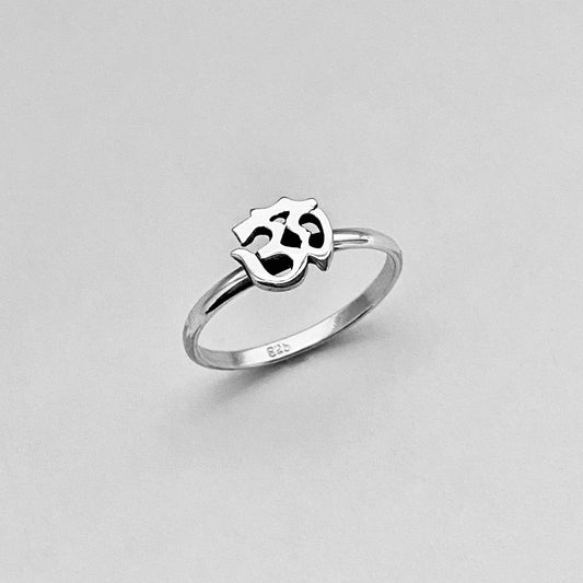 Sterling Silver Dainty OM Ring – Minimalist Yoga Spiritual Silver Rings