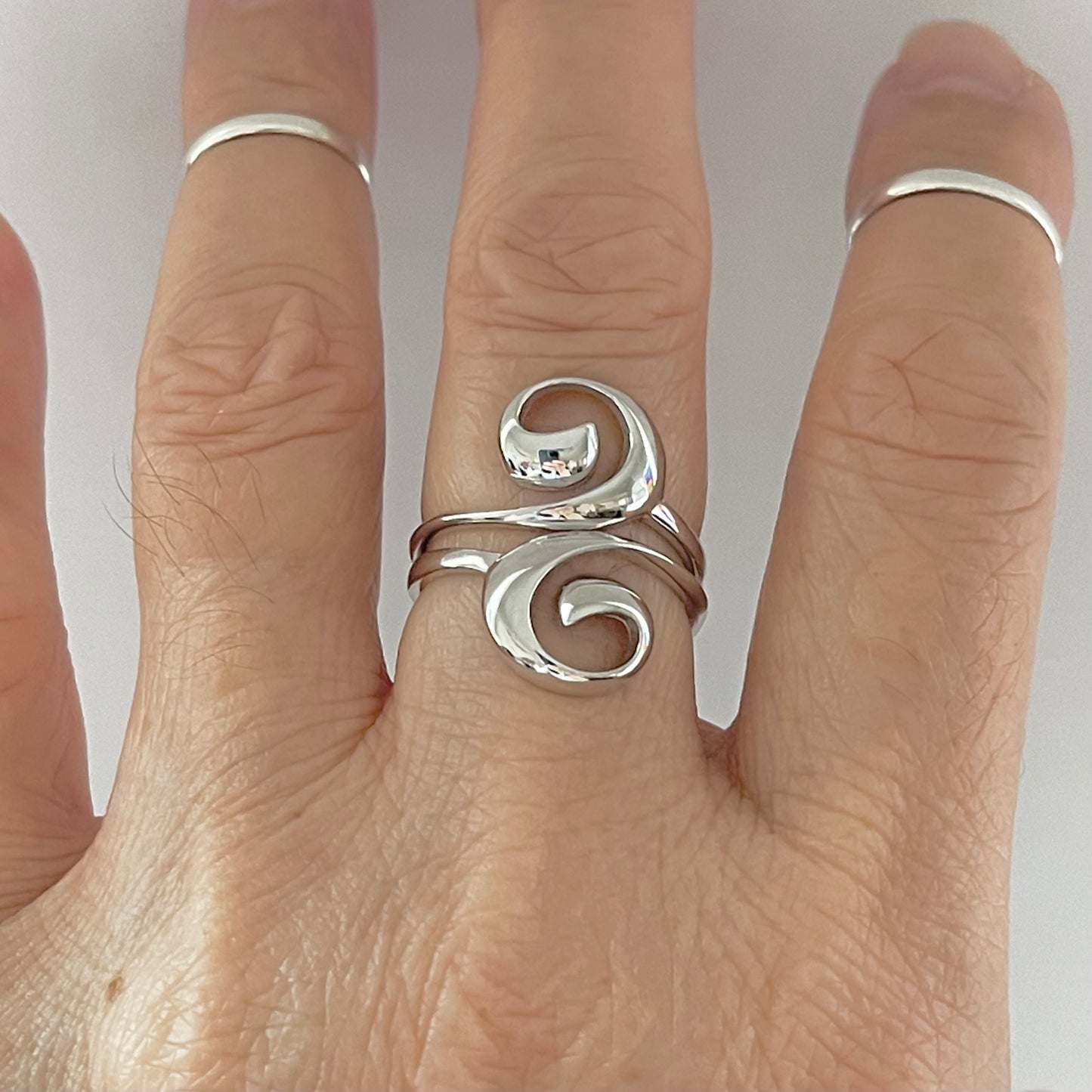 Sterling Silver Spiral Wave Ring, Swirl Silver Rings, Beach Ring, Surf Ring