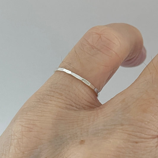 Minimalist Hammered Sterling Silver Band, Pinky Ring, Stackable Ring