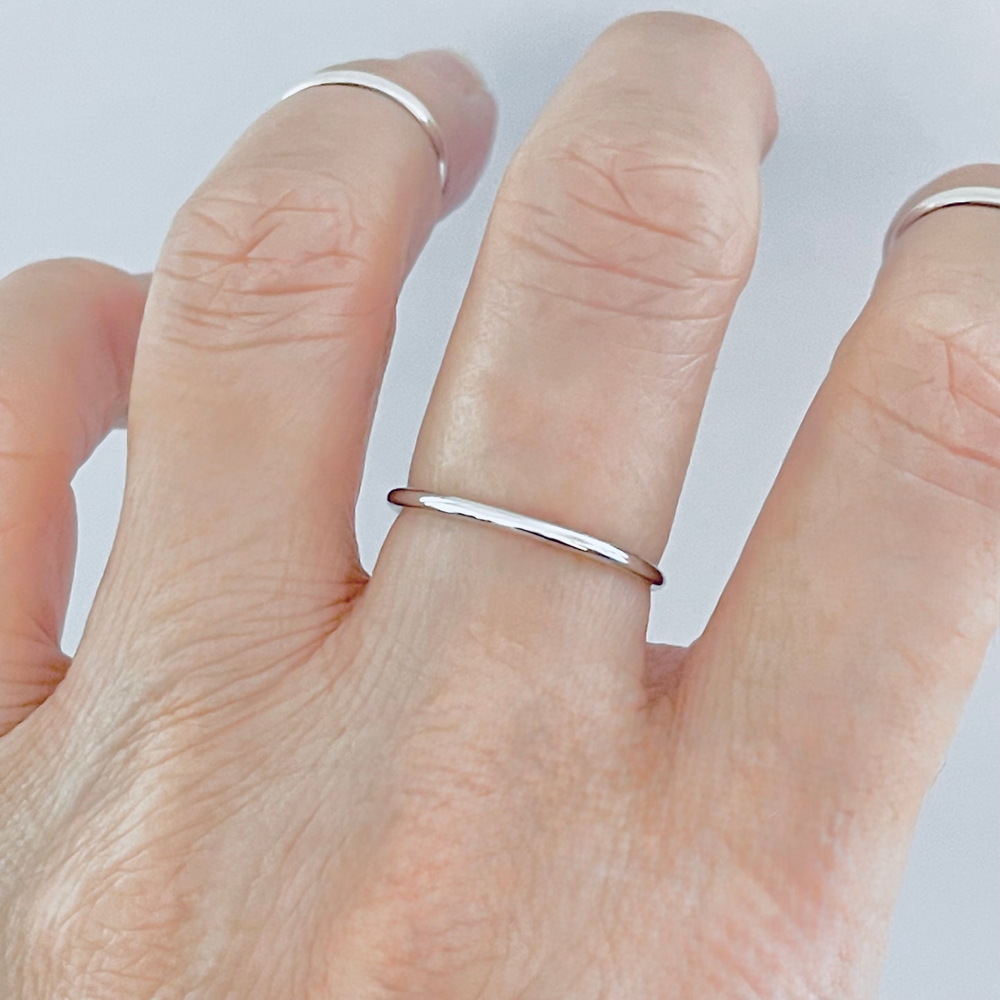 Sterling Silver Minimalist Plain 1.5mm Round Band Ring, Wedding Bands, Stackable Jewelry