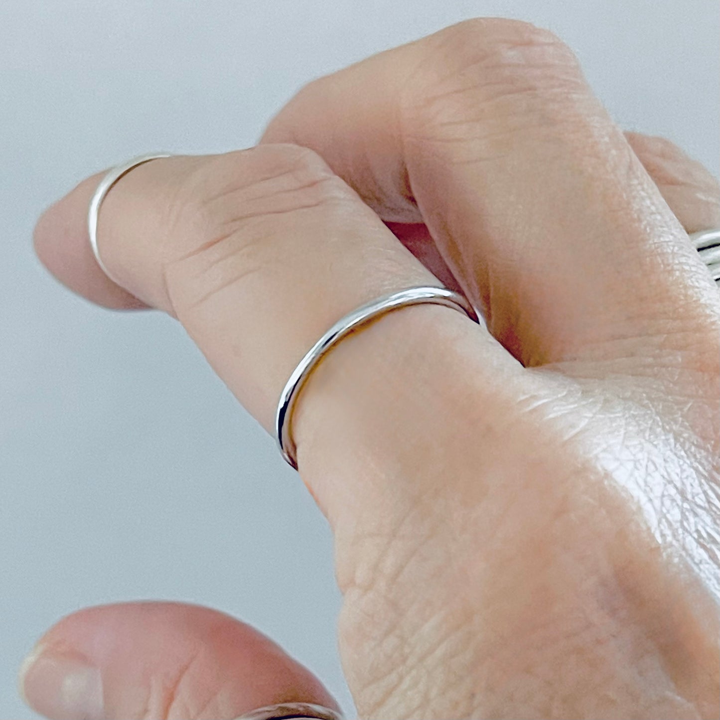 Sterling Silver Minimalist Plain 1.5mm Round Band Ring, Wedding Bands, Stackable Jewelry