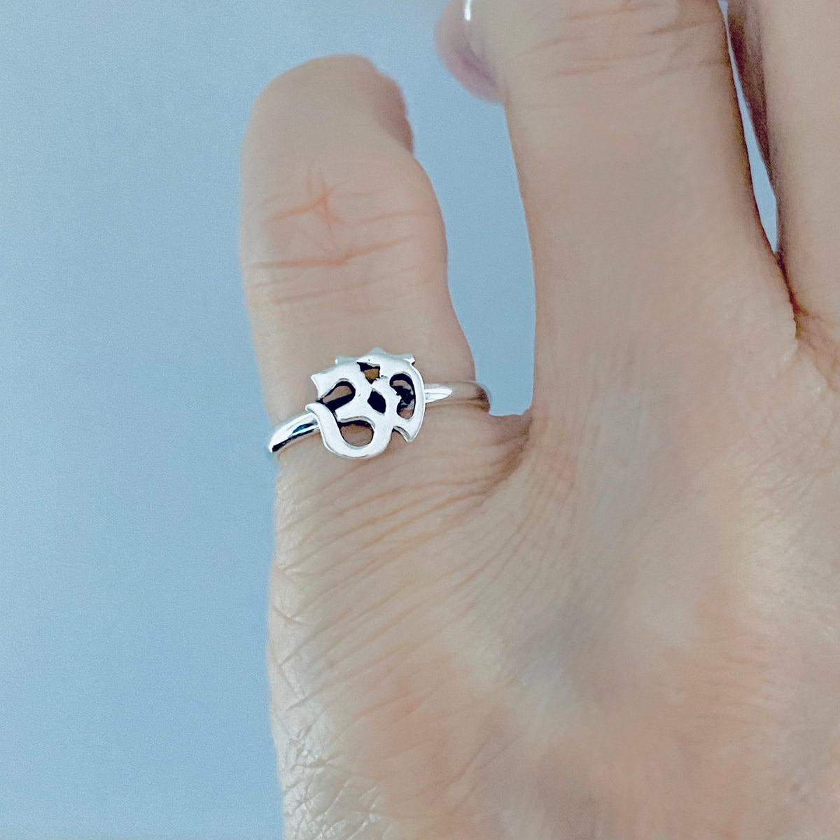 925 Sterling Silver Dainty OM Ring | Minimalist Yoga Spiritual Silver Rings