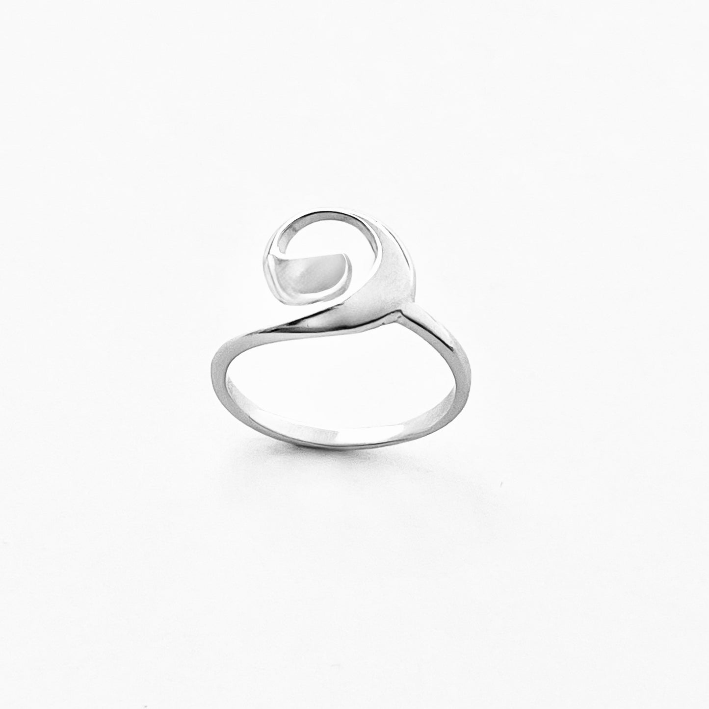 Sterling Silver Spiral Wave Ring, Swirl Silver Rings, Beach Surf Jewelry