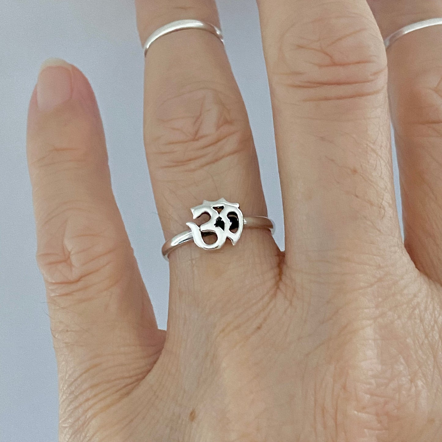 Sterling Silver Small OM Ring, Yoga Ring, Silver Rings