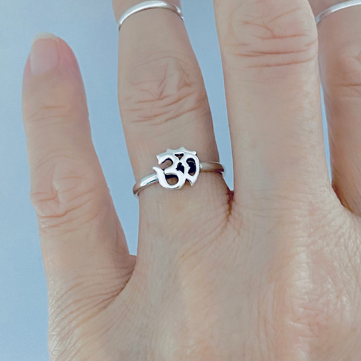 925 Sterling Silver Dainty OM Ring | Minimalist Yoga Spiritual Silver Rings