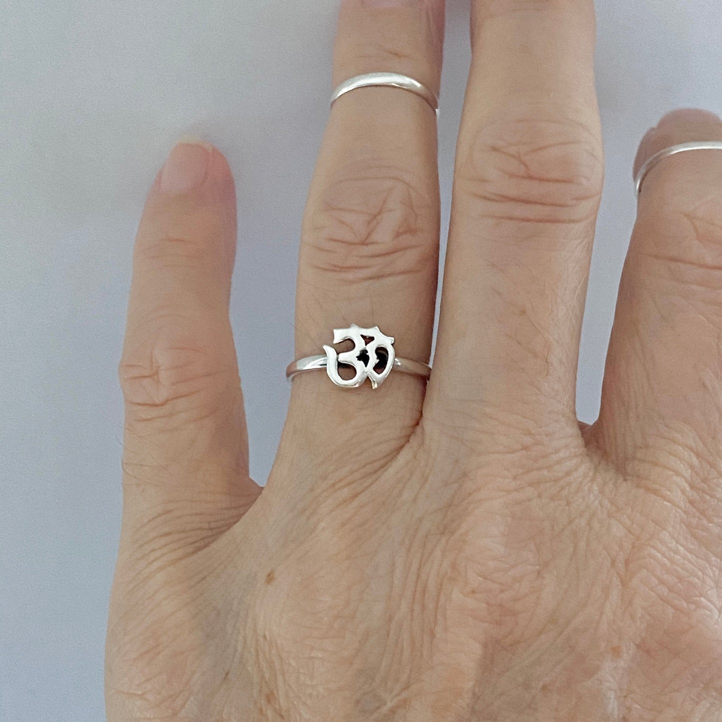 Sterling Silver Small OM Ring, Yoga Ring, Silver Rings