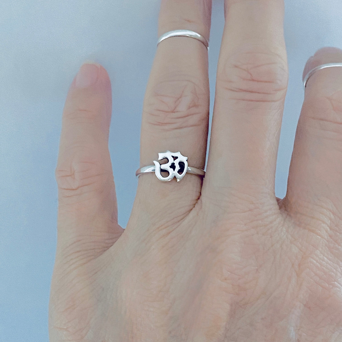 925 Sterling Silver Dainty OM Ring | Minimalist Yoga Spiritual Silver Rings