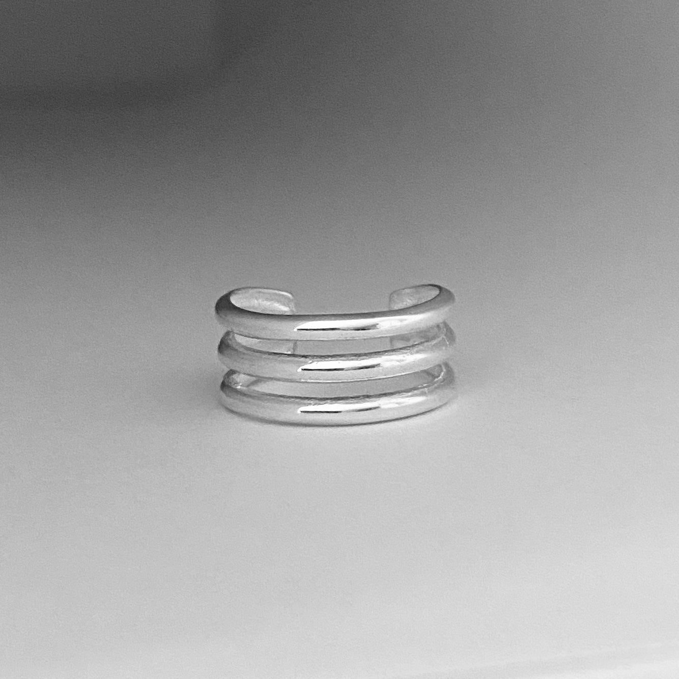 Sterling Silver Triple Band Cuff Toe Ring, Silver Rings, Silver Bands