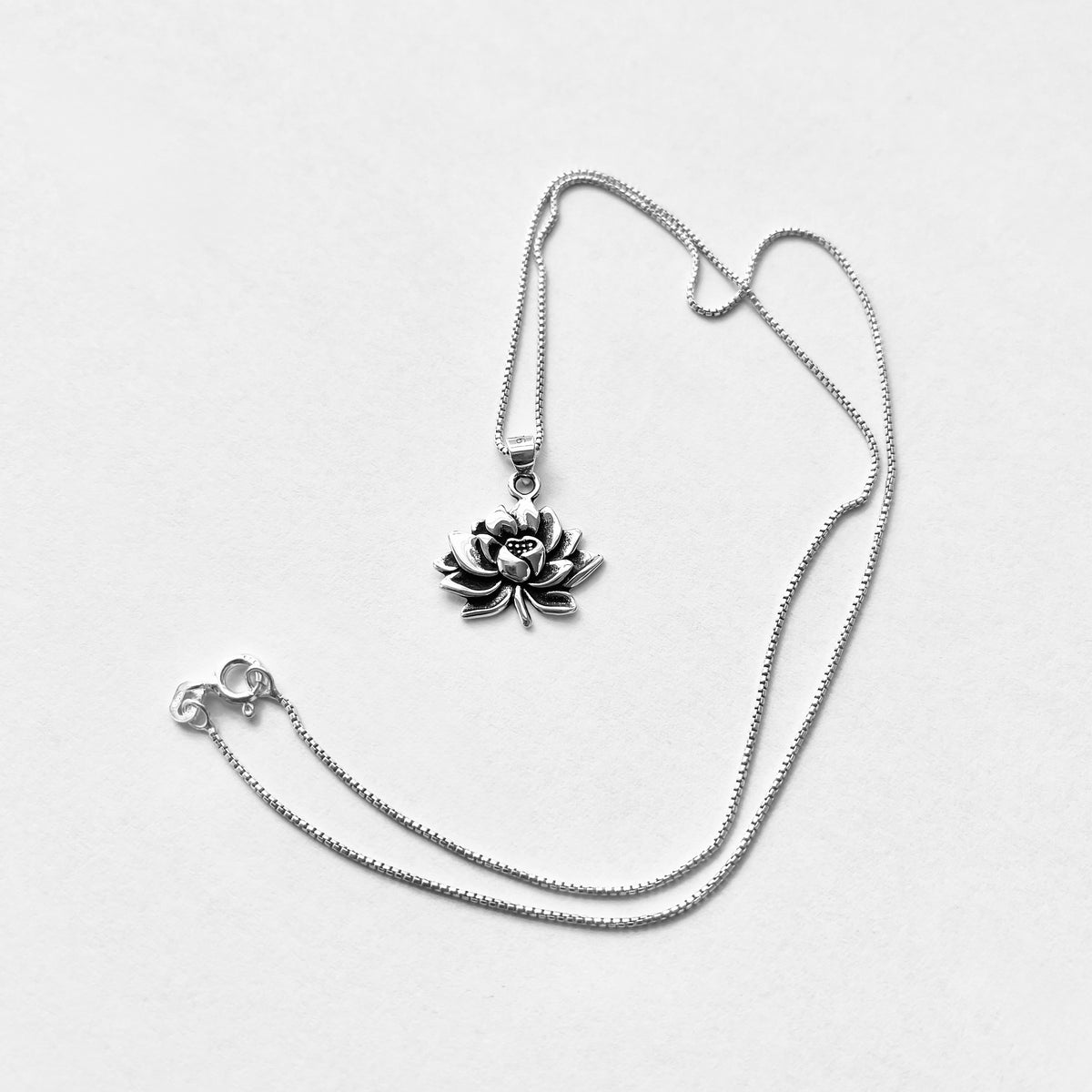 925 Sterling Silver Blooming Lotus Flower Necklace | Minimalist Floral Pendant Chain