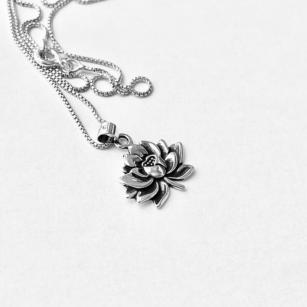 925 Sterling Silver Blooming Lotus Flower Necklace | Minimalist Floral Pendant Chain