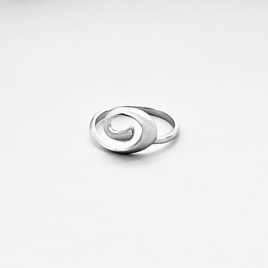 Sterling Silver Spiral Wave Ring, Swirl Silver Rings, Beach Surf Jewelry