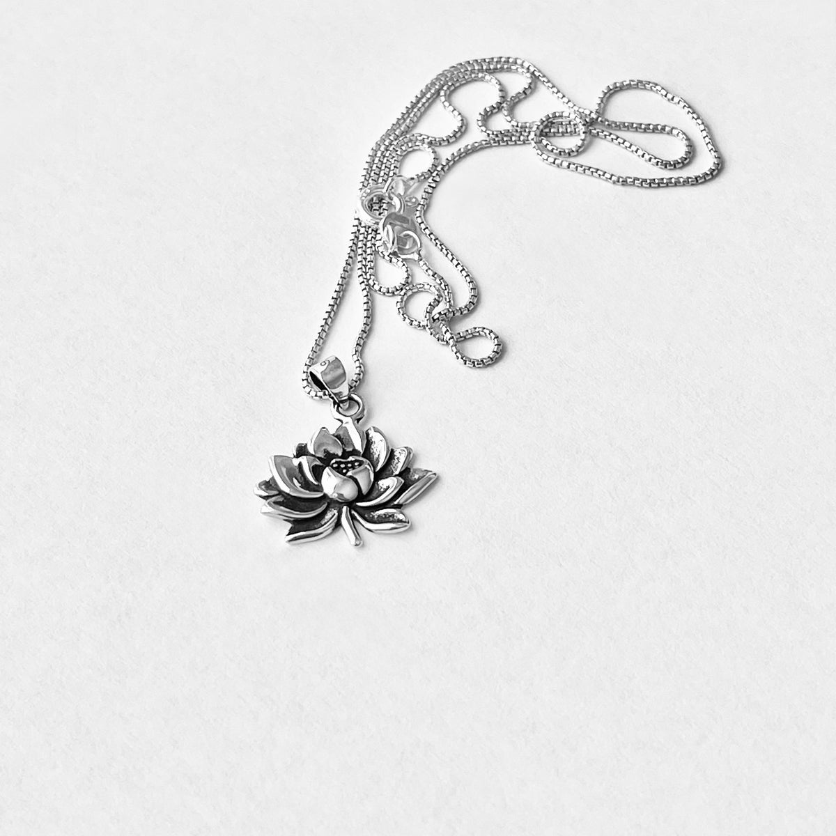 925 Sterling Silver Blooming Lotus Flower Necklace | Minimalist Floral Pendant Chain