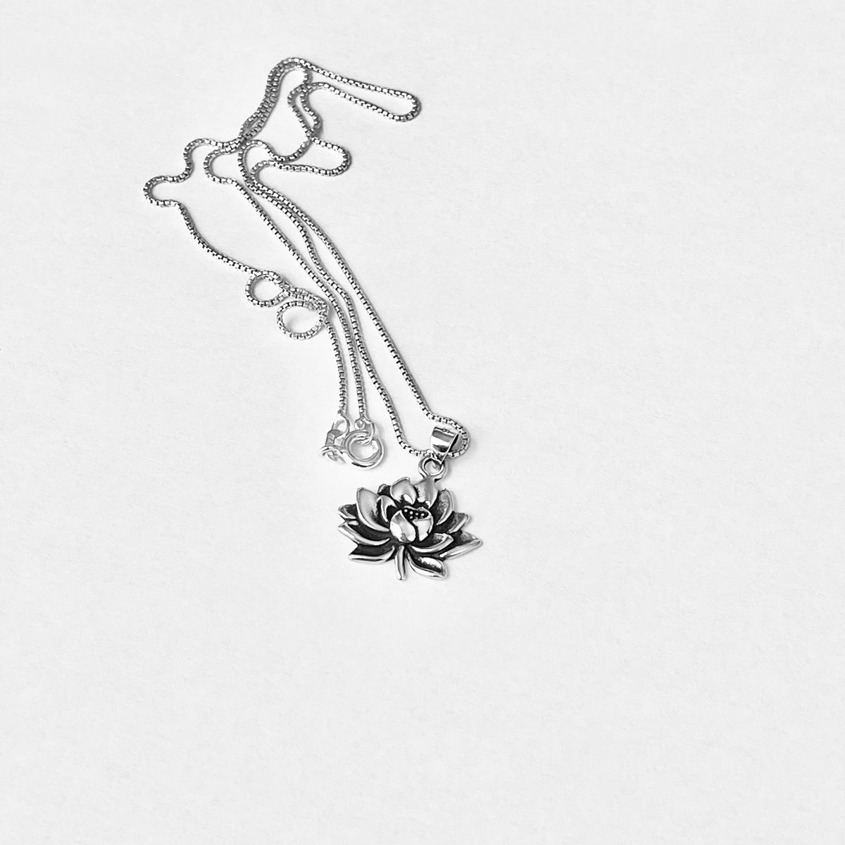 925 Sterling Silver Blooming Lotus Flower Necklace | Minimalist Floral Pendant Chain