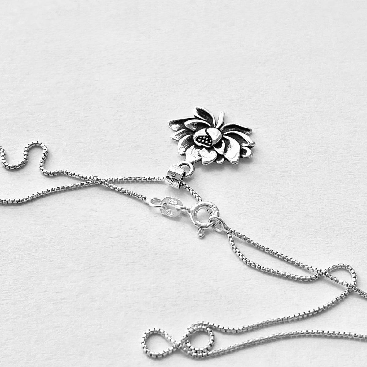 925 Sterling Silver Blooming Lotus Flower Necklace | Minimalist Floral Pendant Chain
