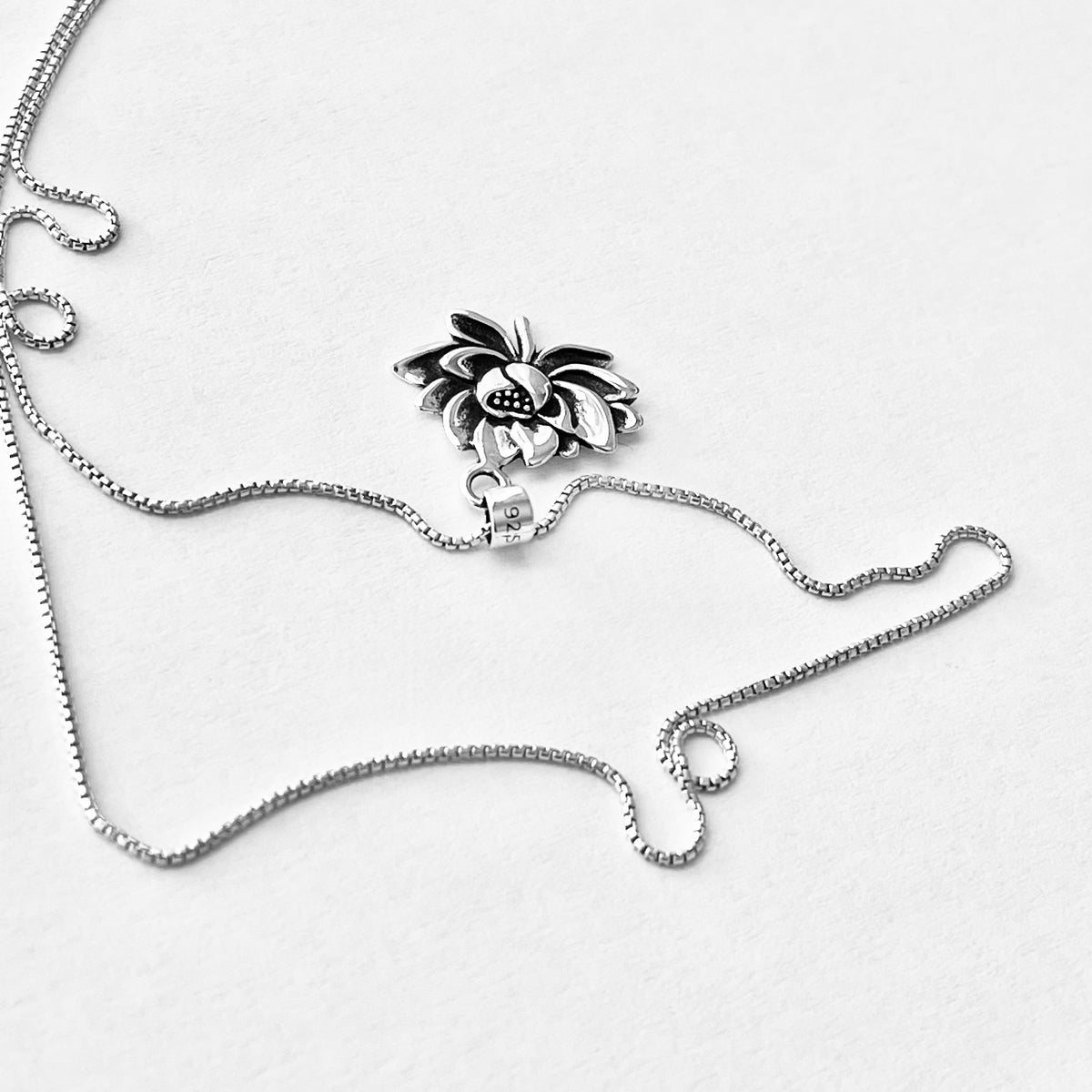 925 Sterling Silver Blooming Lotus Flower Necklace | Minimalist Floral Pendant Chain