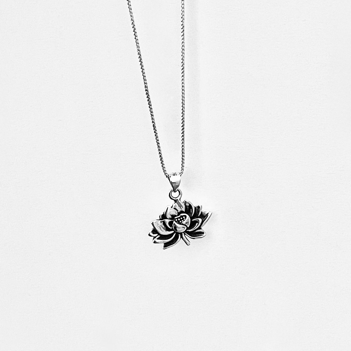 925 Sterling Silver Blooming Lotus Flower Necklace | Minimalist Floral Pendant Chain