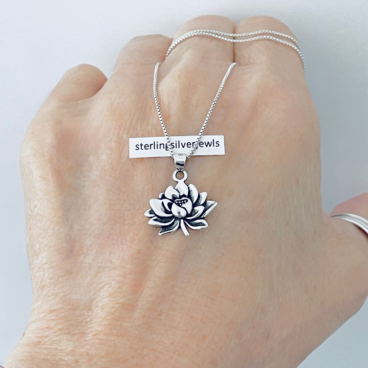 925 Sterling Silver Blooming Lotus Flower Necklace | Minimalist Floral Pendant Chain