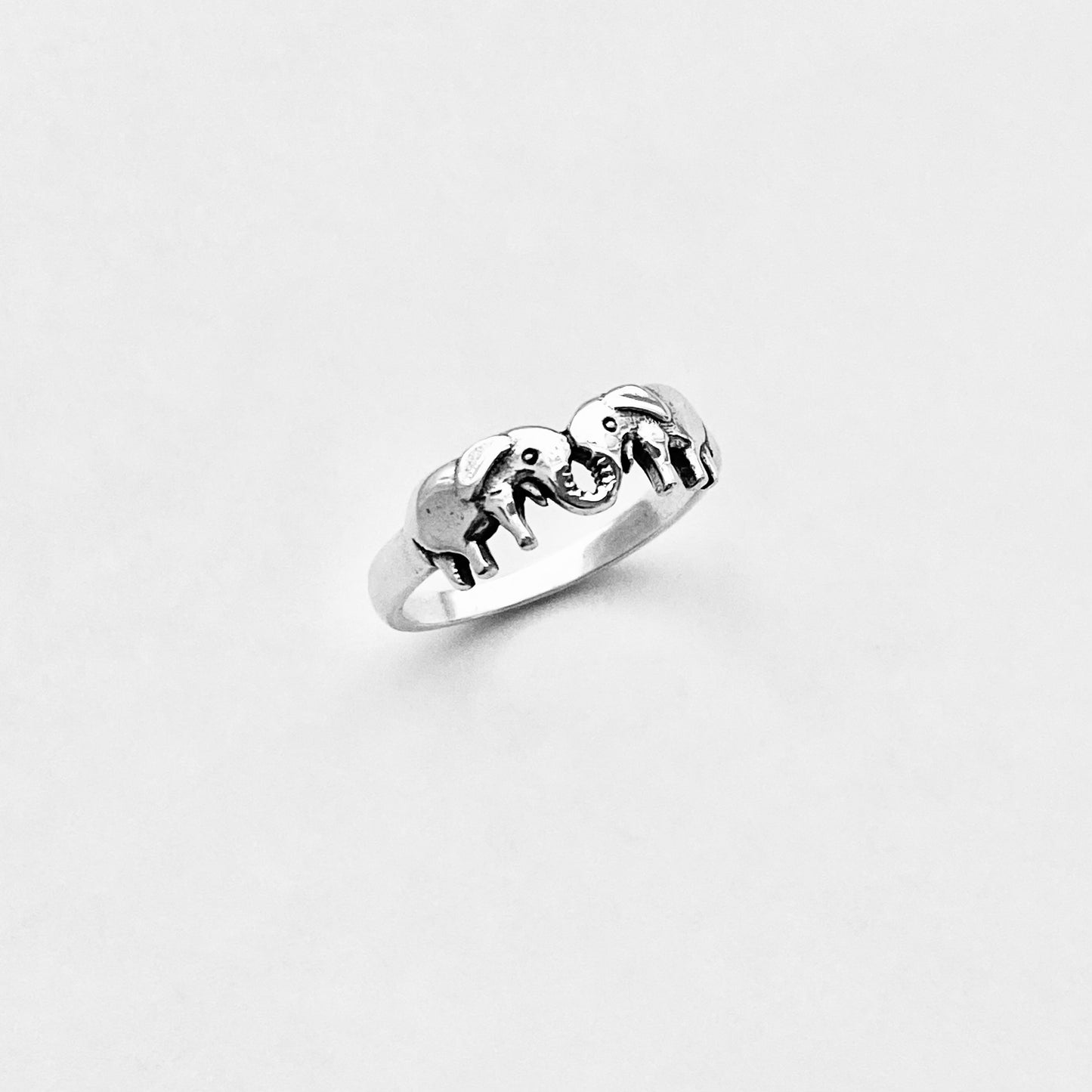 925 Sterling Silver Small Kissing Elephant Ring | Love Couples Good Luck Animal Silver Rings