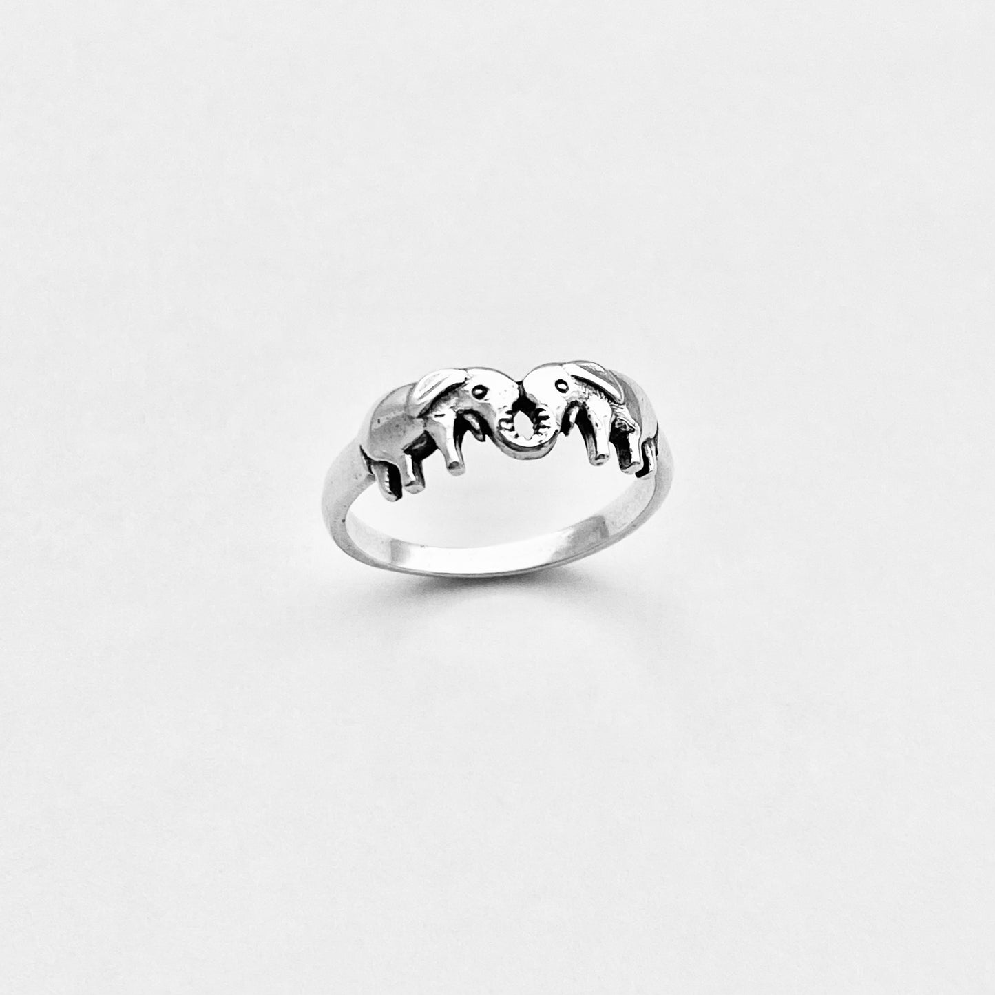 925 Sterling Silver Small Kissing Elephant Ring | Love Couples Good Luck Animal Silver Rings