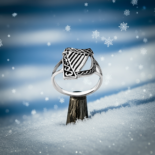 Sterling Silver Harp Musical Instrument Ring, Orchestra Jazz Jewelry